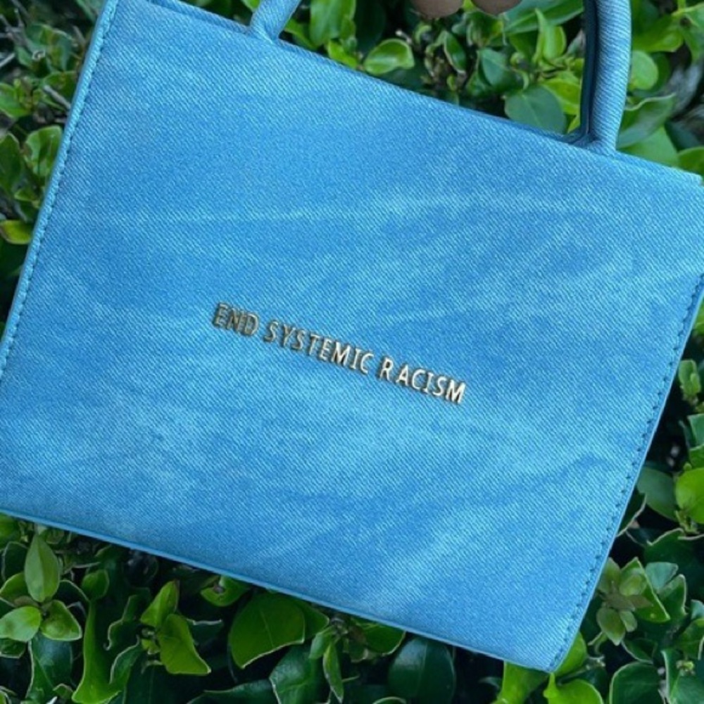 Brandon Blackwood ESR "End Systemic Racism" Wax Denim Tote DUST BAG INCLUDED